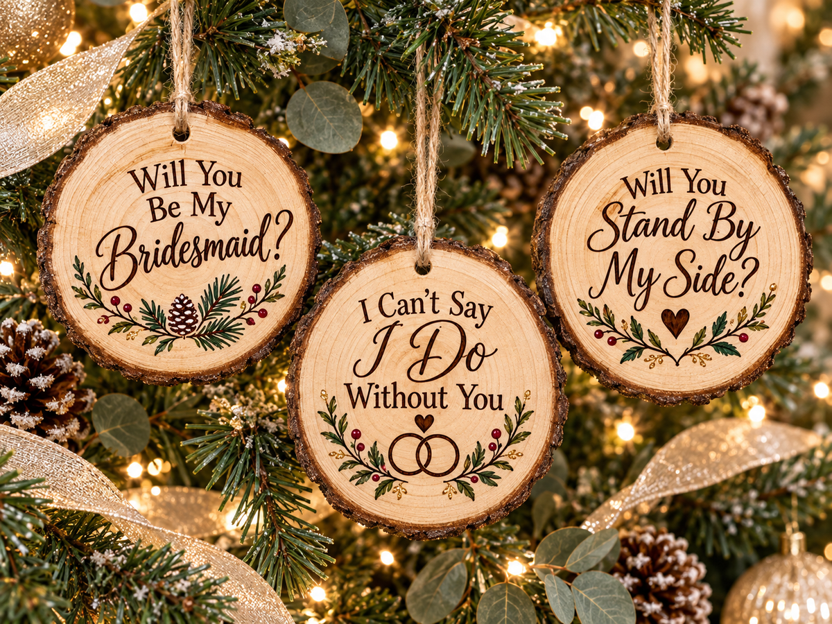 Will You Be My Bridesmaid? Live-Edge Wood Christmas Ornament | Bridesmaid Proposal Gift