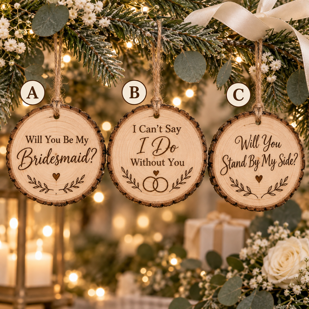 Will You Be My Bridesmaid? Live-Edge Wood Christmas Ornament | Bridesmaid Proposal Gift