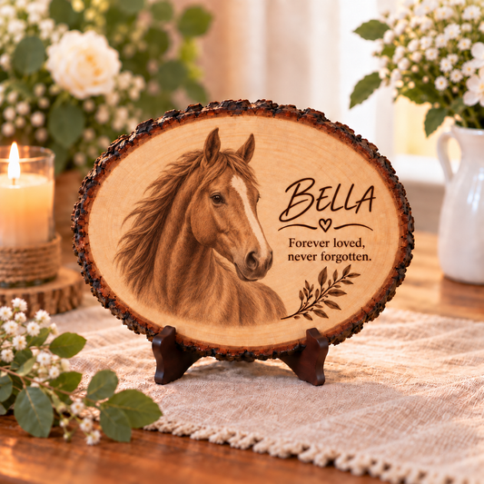 Personalized Horse Memorial Wood Plaque | Custom Equine Portrait