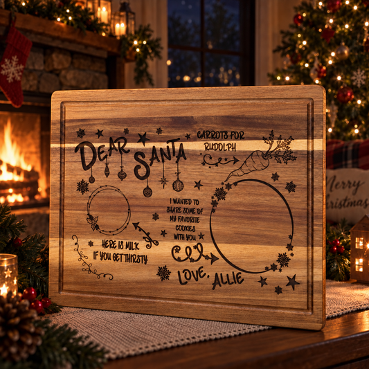 Night Before Christmas Dear Santa’s Cookie and Milk Personalized Cutting Board