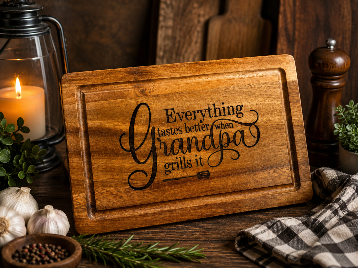Personalized Grandpa Grilling Cutting Board – Everything Tastes Better When Grandpa Grills It