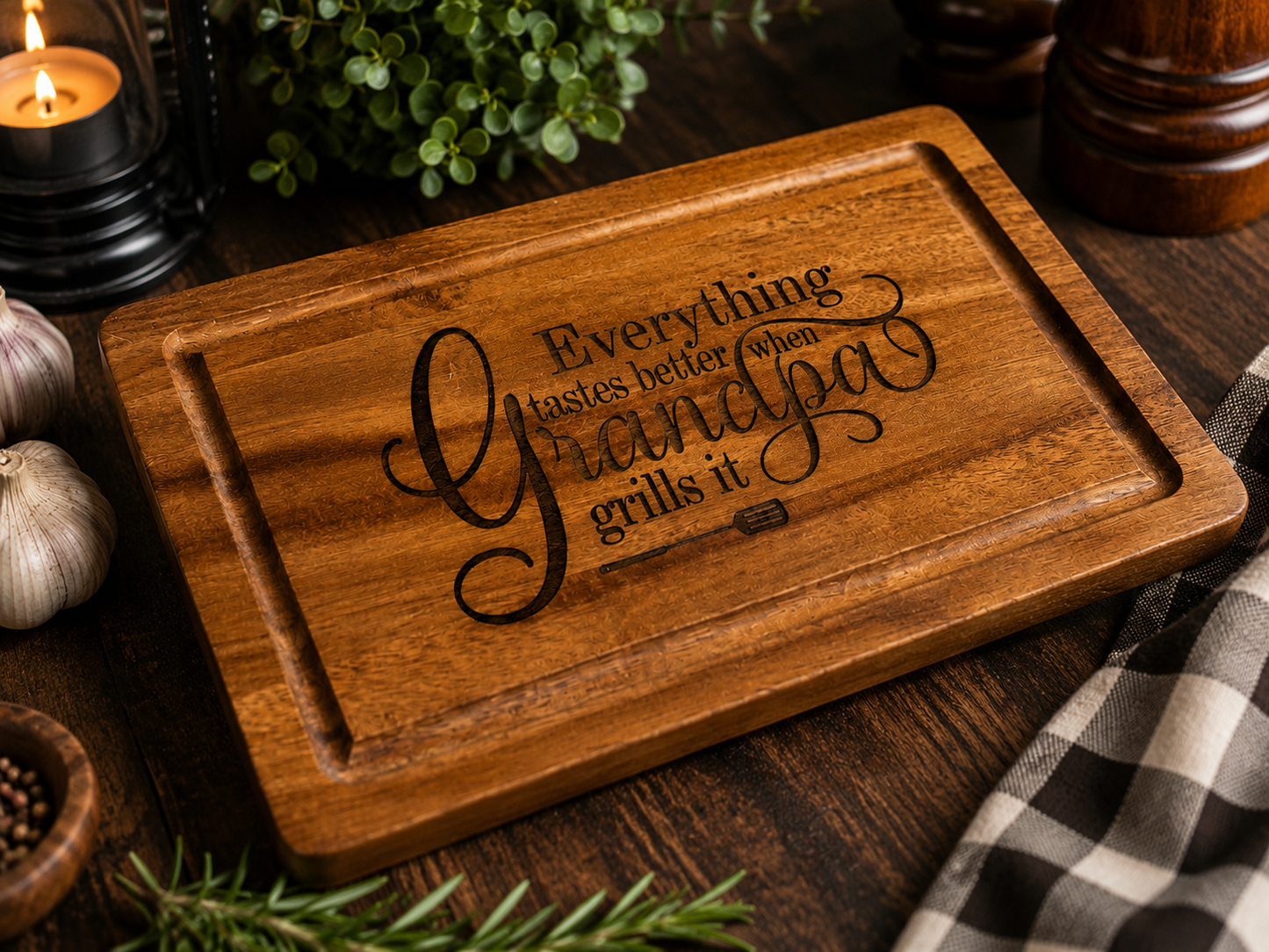 Personalized Grandpa Grilling Cutting Board – Everything Tastes Better When Grandpa Grills It