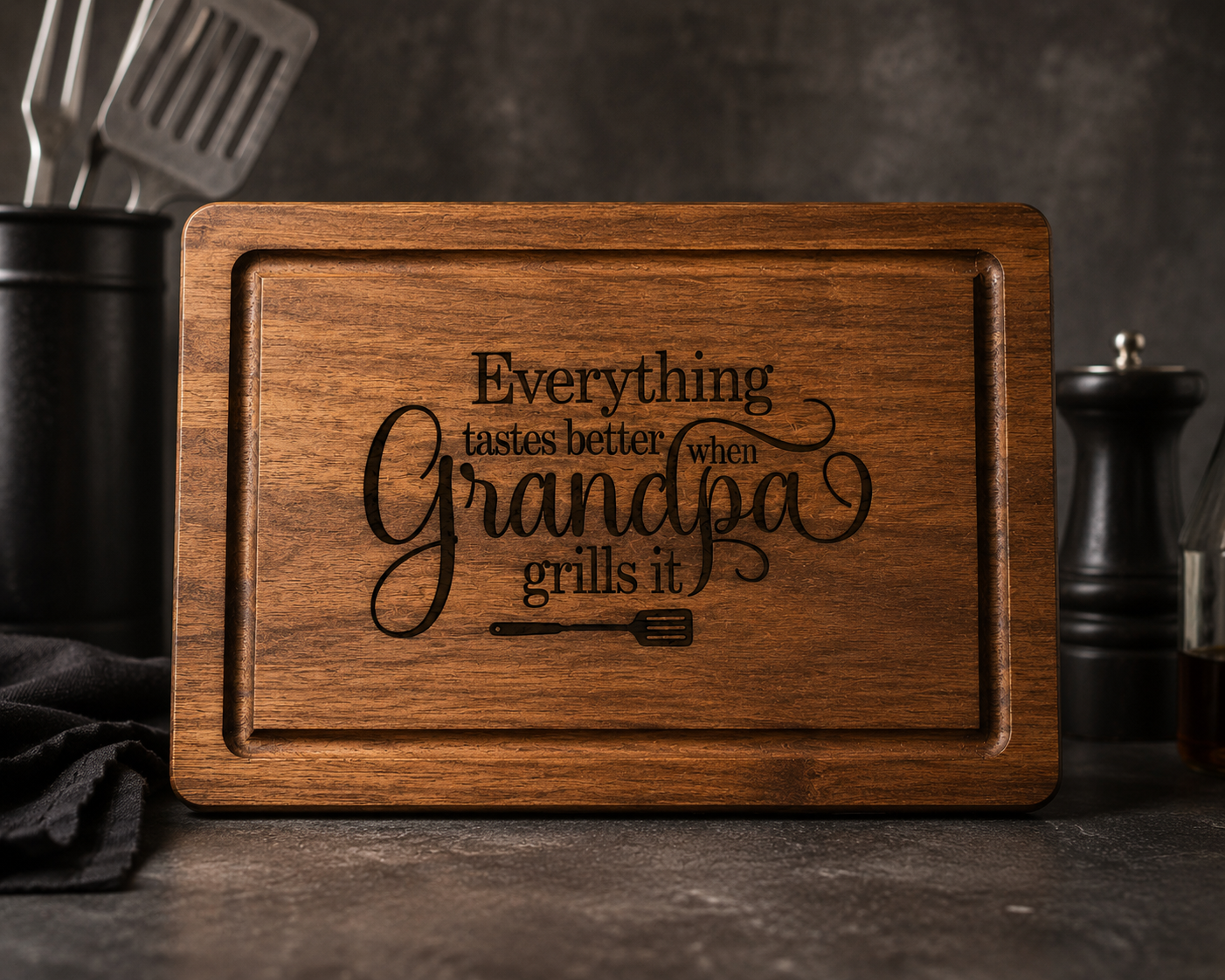 Personalized Grandpa Grilling Cutting Board – Everything Tastes Better When Grandpa Grills It