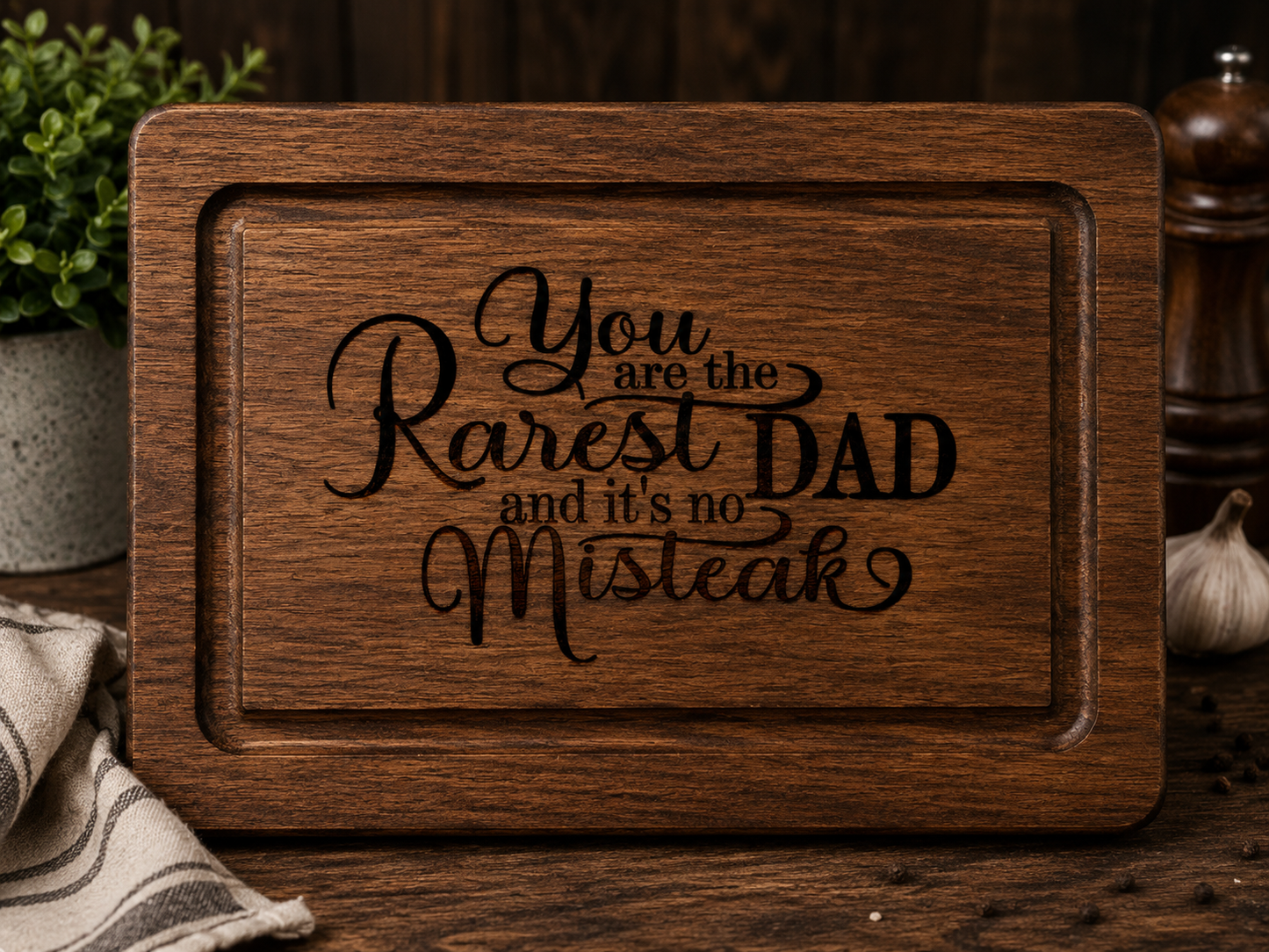 You Are the Rarest Dad and It’s No Missteak Cutting Board – Funny BBQ Gift for Dad