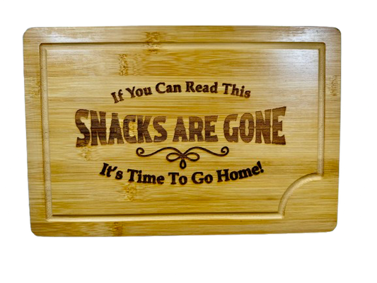 Funny Snack Cutting Board | Bamboo Serving Tray | Engraved Kitchen Gift | Hostess Gift | Housewarming Gift | Party Snack Board