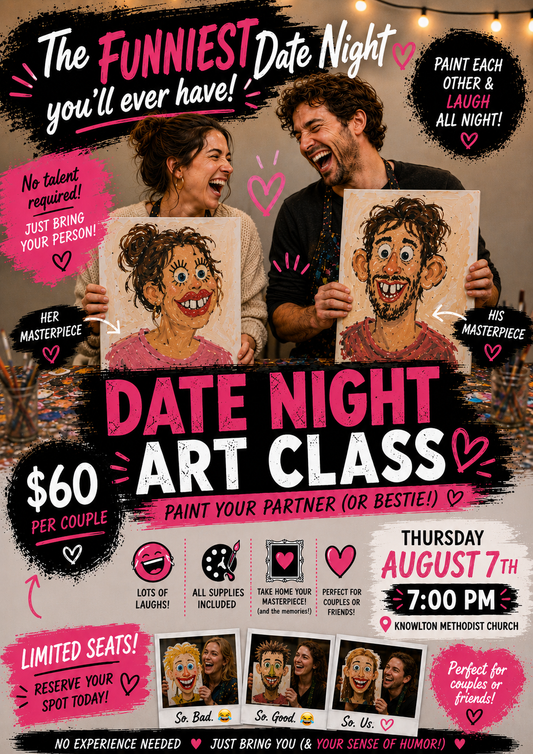 The Funniest Date Night Ever: Paint Your Partner Night | Couples Art Class – August 7, 2026