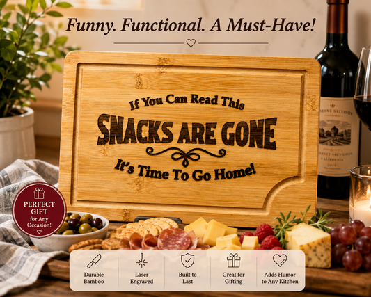Funny Snack Cutting Board | Bamboo Serving Tray | Engraved Kitchen Gift | Hostess Gift | Housewarming Gift | Party Snack Board