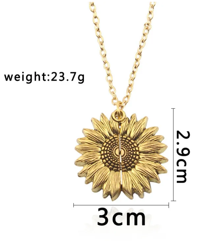 Vintage Open Locket Sunflower Necklace Engraved You Are My Sunshine Flower Floral Pendant Necklace Unique Party Jewelry Gifts
