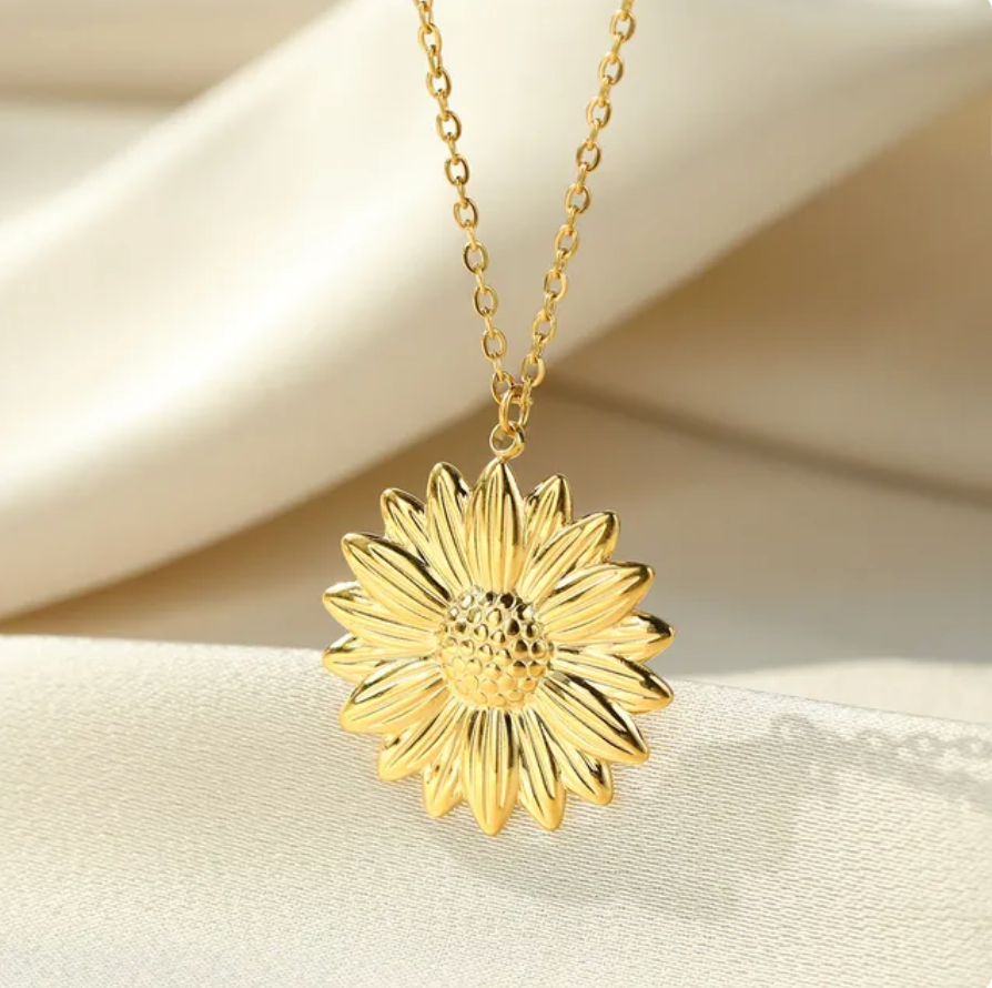Sunflower Flower Floral Pendant Necklace Unique Party Jewelry Gifts