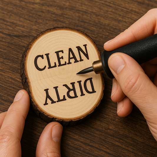Wooden Dishwasher Magnet Wood Burning Class