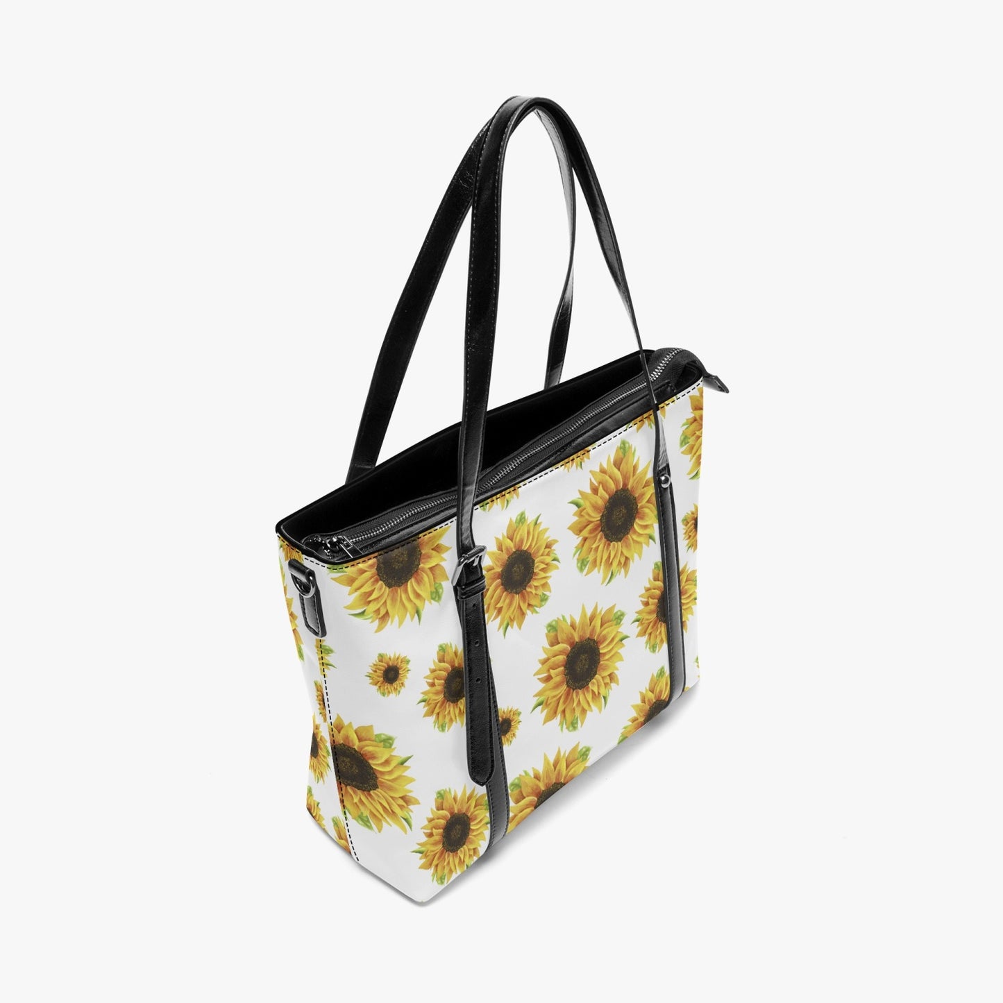 White Sunflower Stripe-around Tote Bag