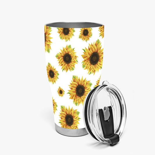 White Sunflower 30oz Curved Shiny Tumbler