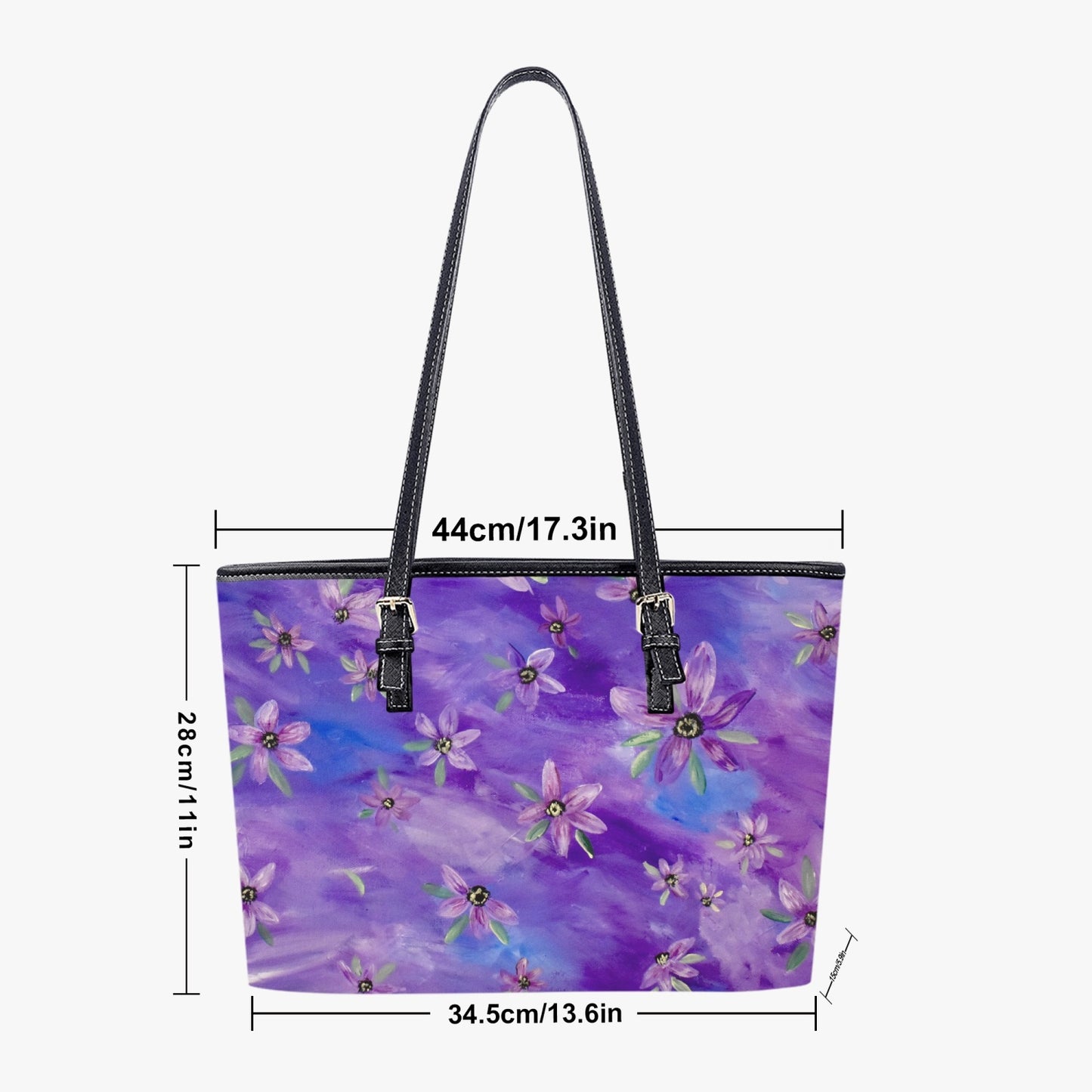 Purple Sunflower Large Leather Tote Bag for Women