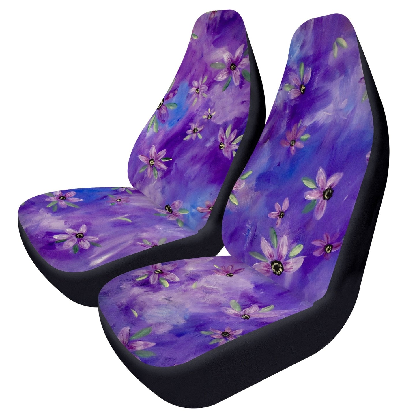 Purple Sunflower Microfiber Car Seat Covers - 2Pcs