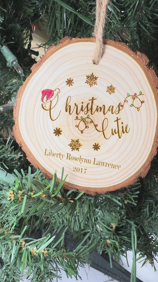 Personalized Christmas Cutie Ornament Live Edge