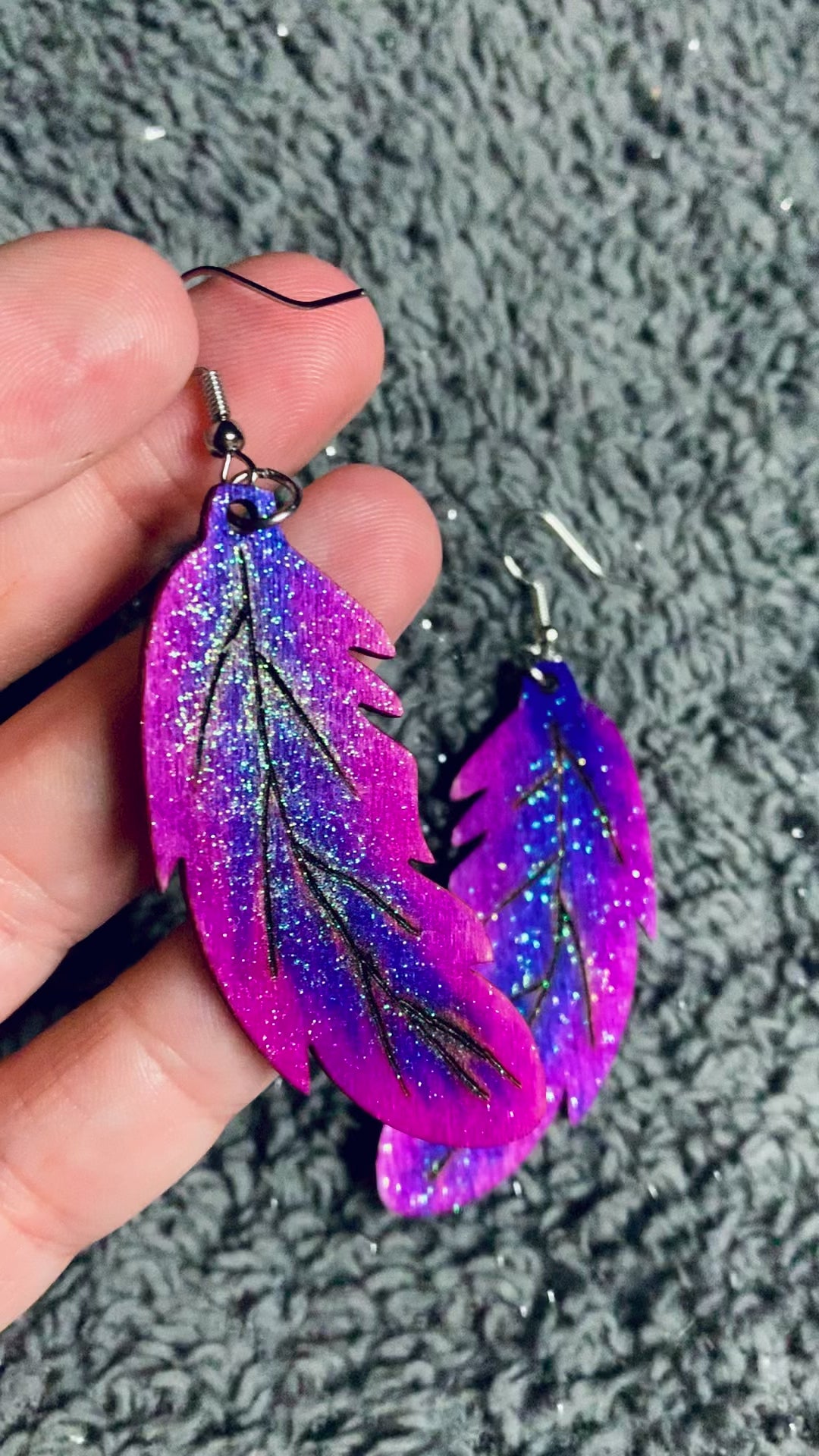 Wooden feather store earrings