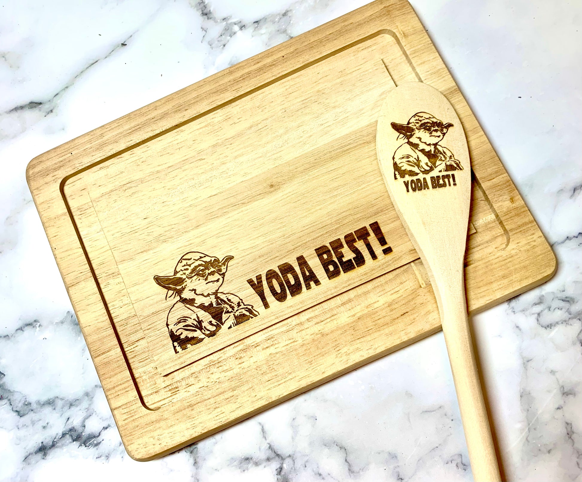 Yoda Best Star Wars Cutting Board And Spoon Bundle - MixMatched Creations
