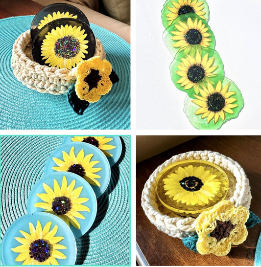 Sunflower Resin Coasters - MixMatched Creations