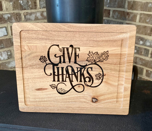Give Thanks Thanksgiving Cutting Board - MixMatched Creations