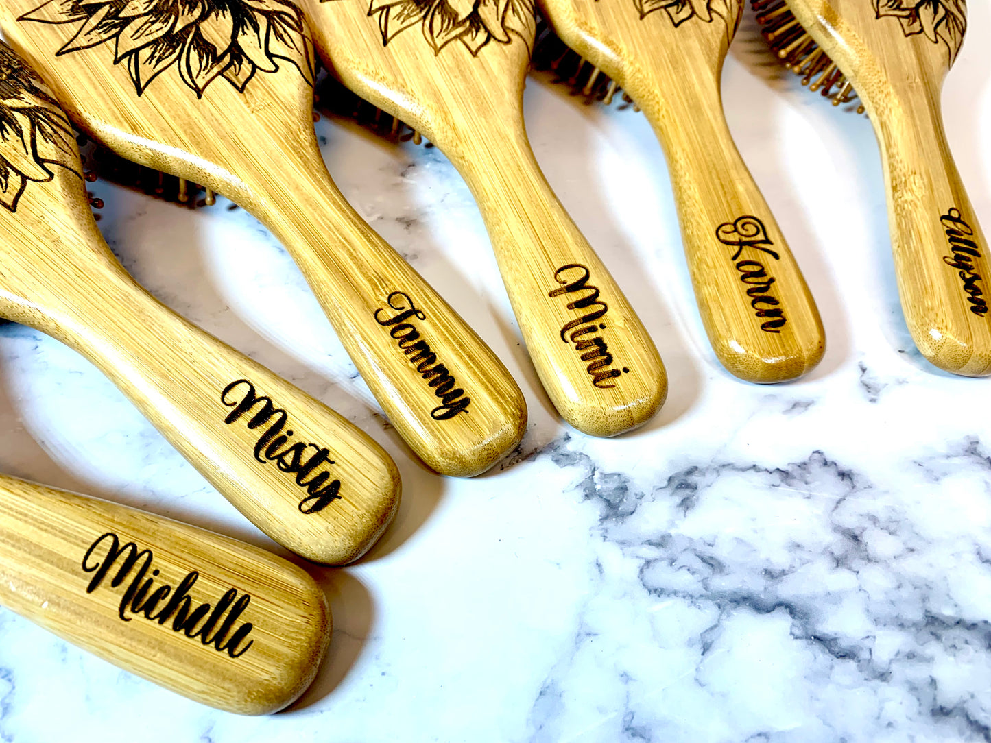 Sunflower Bamboo Hair Brushes - MixMatched Creations