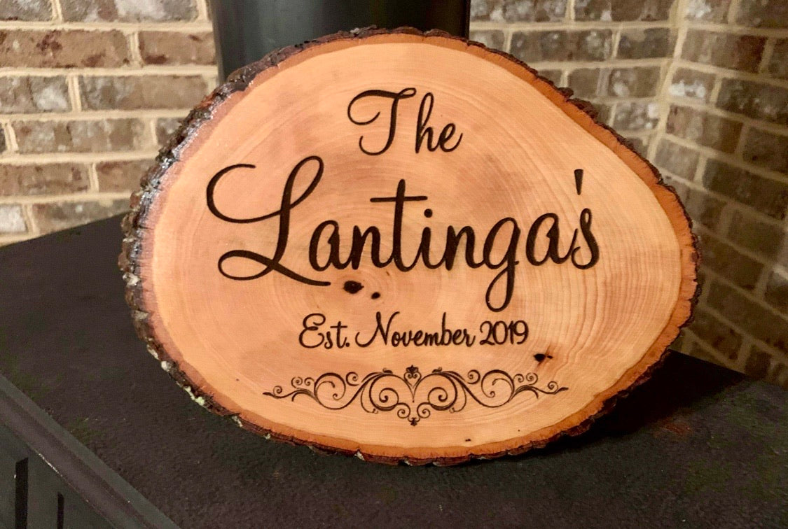 Personalized Last Name Wedding Live Edge Wooden Sign - MixMatched Creations