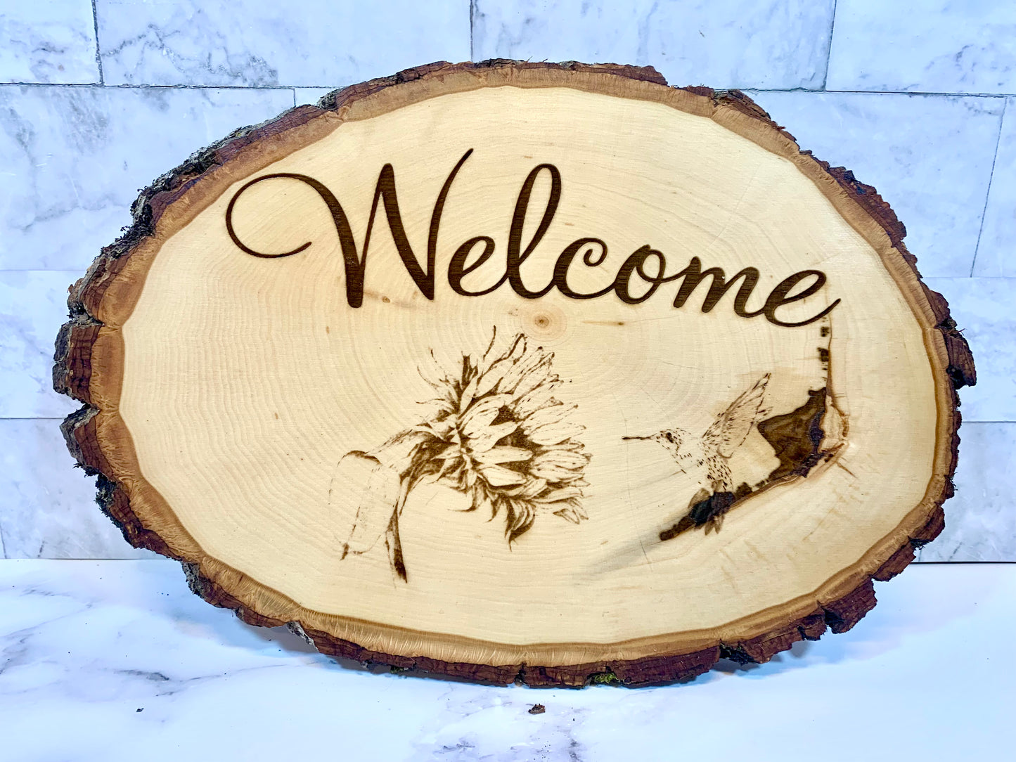 Custom Personalized Live Edge Wood Sign