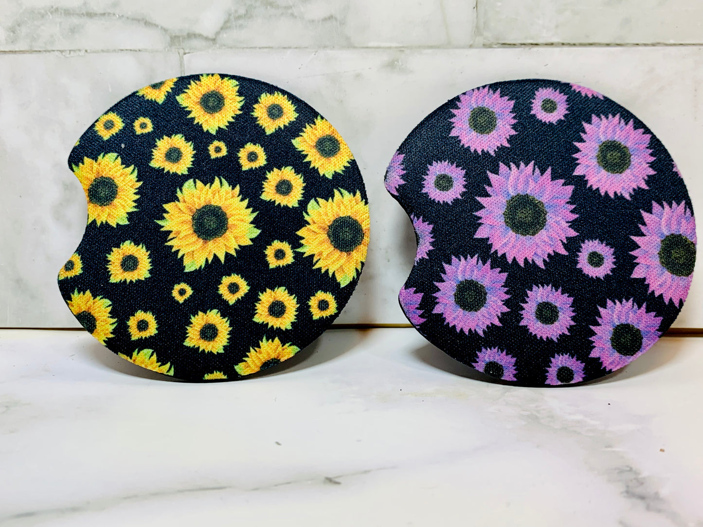 Sunflower And Beach Car Coaster Set of 2