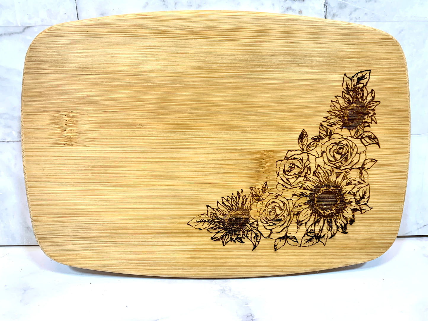 Sunflower & Roses Personalized Wedding Cutting Board