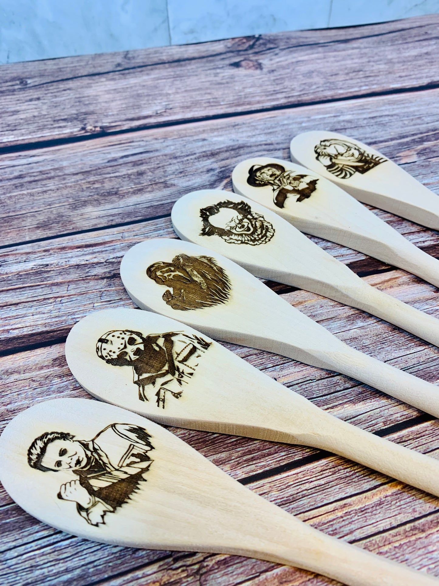 Horror Character Wooden Engraved Spoons - MixMatched Creations