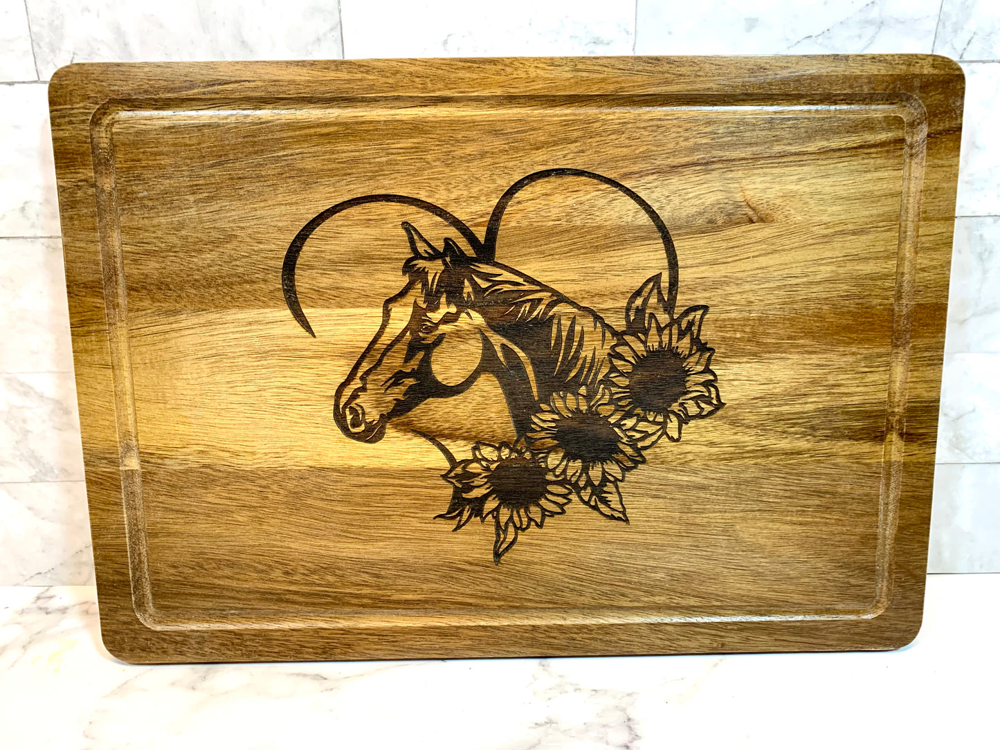 Horse & Sunflower Cutting Board