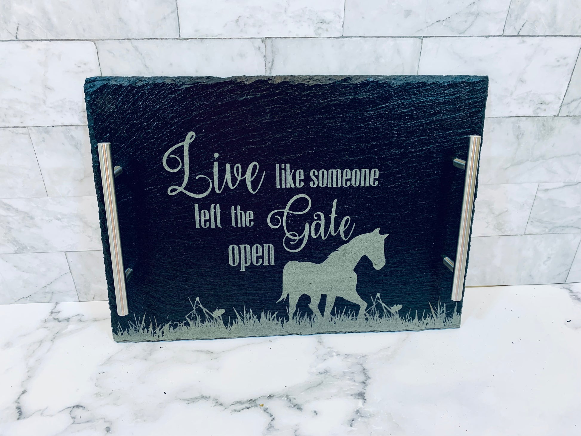 Live Like Someone Left The Gate Open Slate Tray - MixMatched Creations