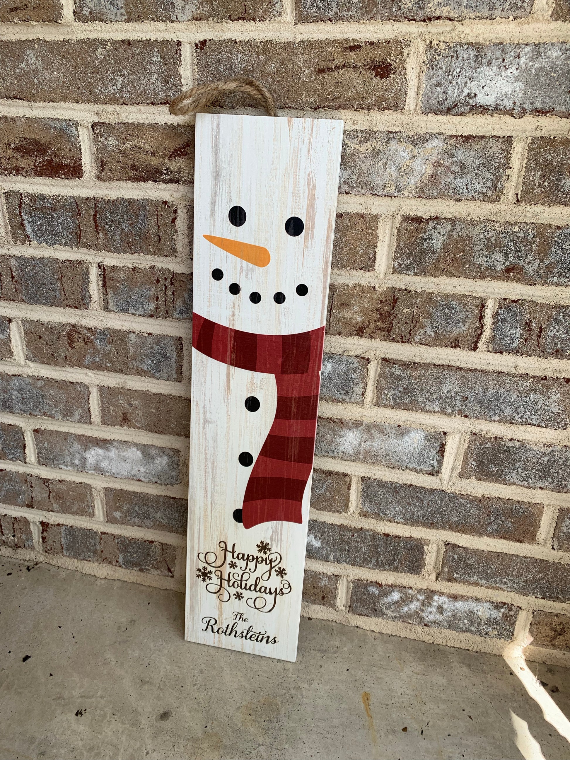 Personalized Porch Sign/Door Hanger Snowman Christmas Ornament - MixMatched Creations
