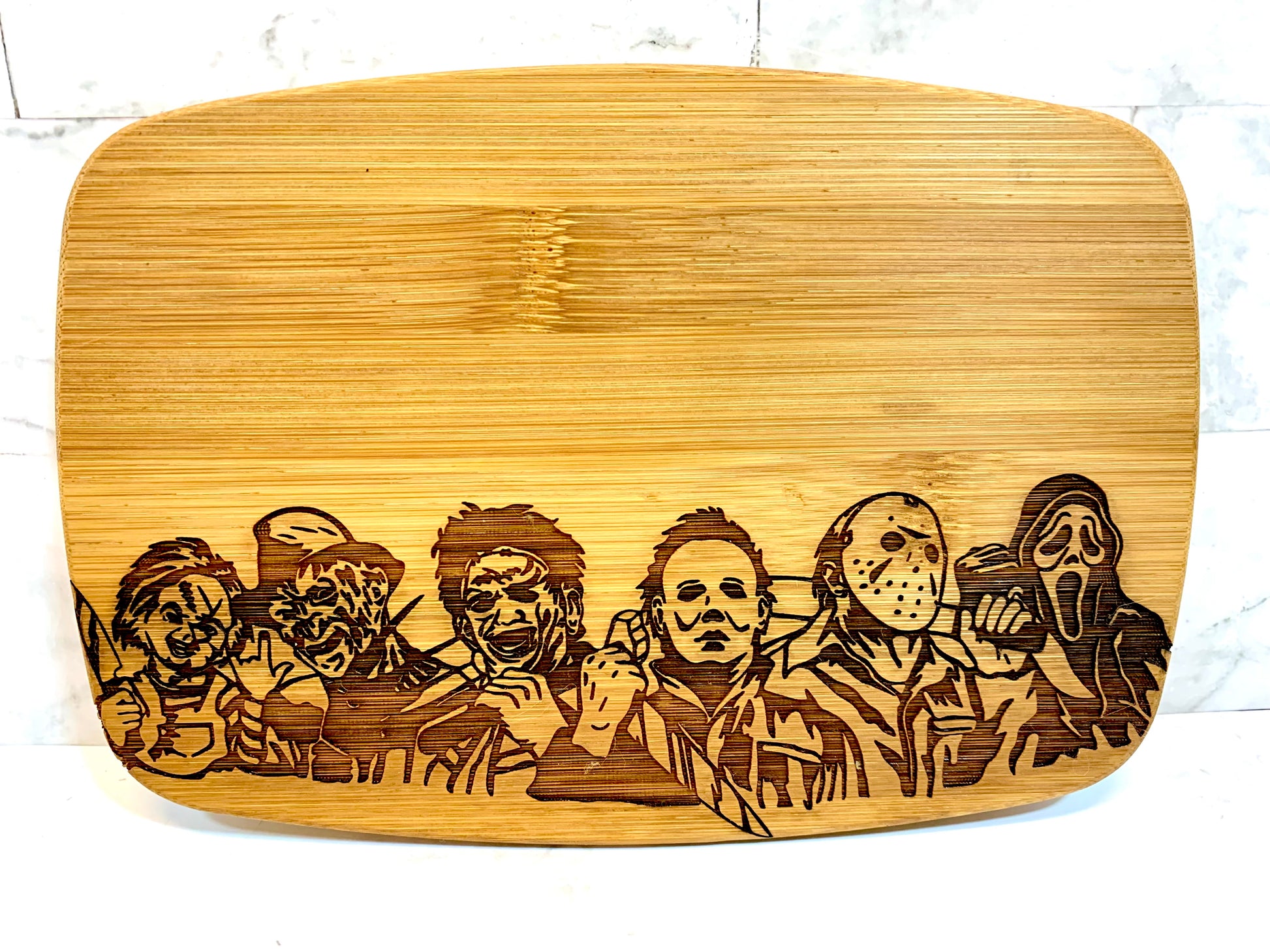 Horror Characters/Michael Myers/Jason Voorhes/Chucky/Freddy Kruger/Scream/Leather Face Cutting Board - MixMatched Creations