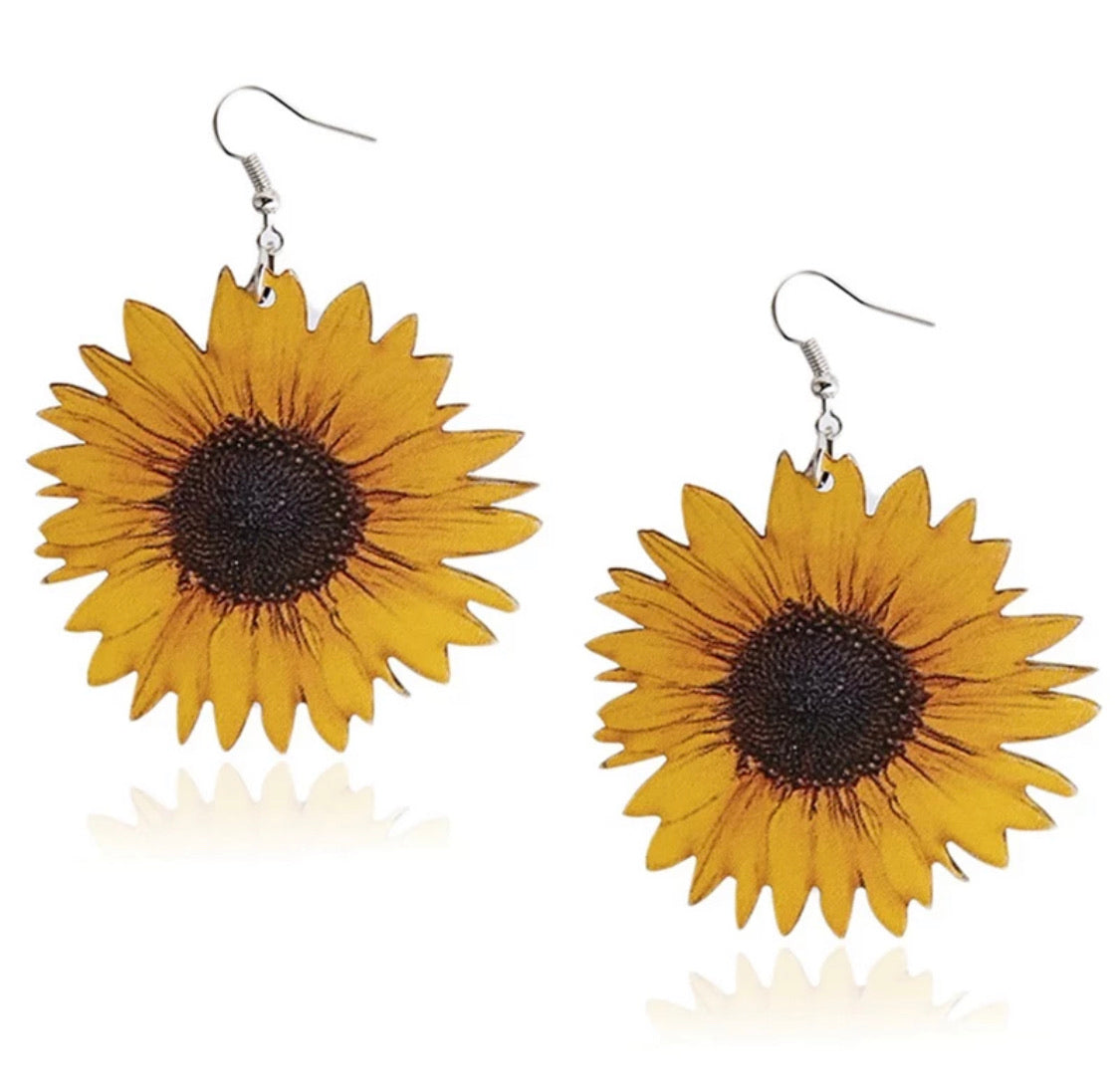 Wood Sunflower Earrings - MixMatched Creations