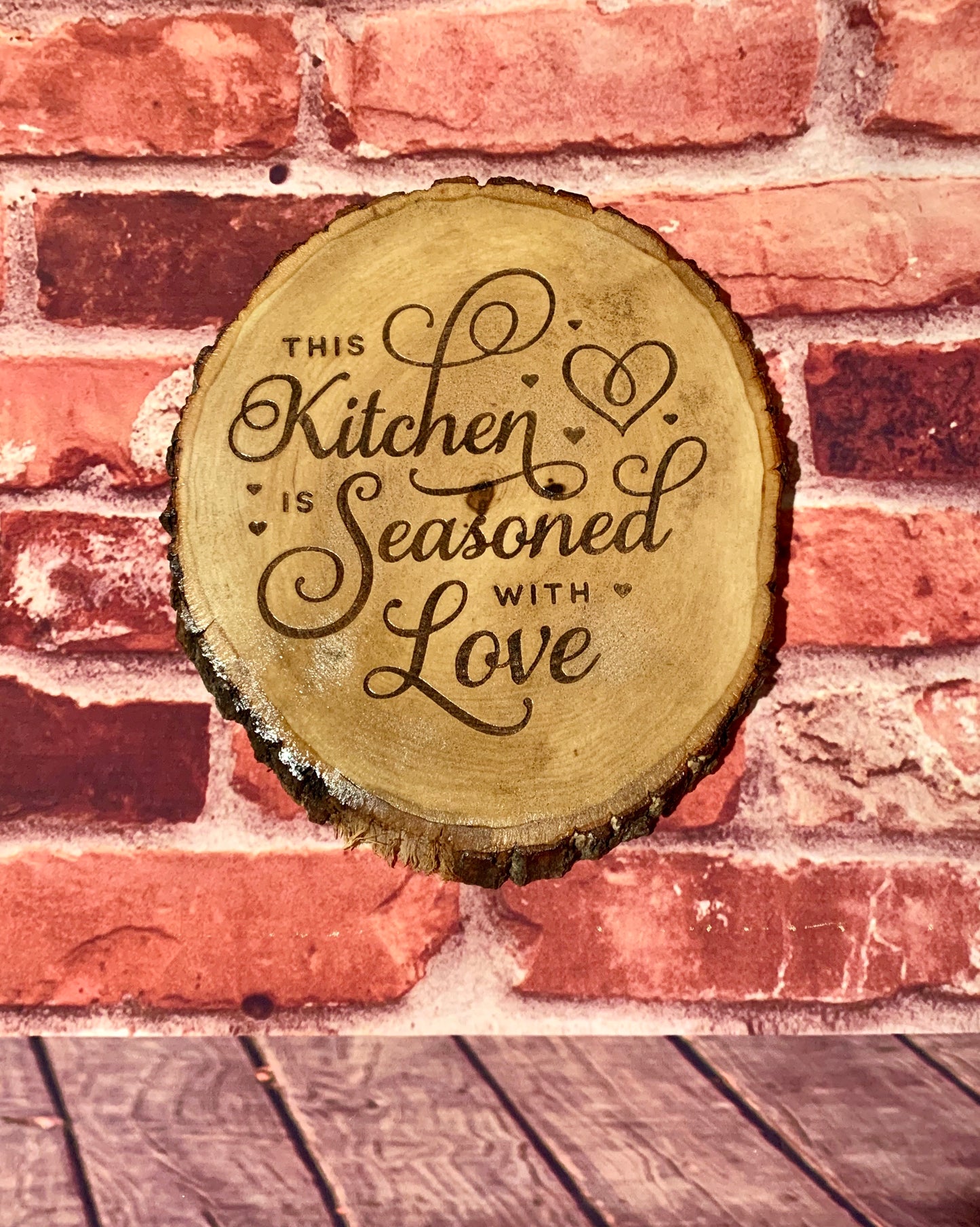 This Kitchen Is Seasoned With Love Live Edge Wood Sign Clearance - MixMatched Creations