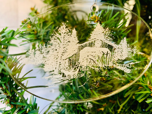 Snow Covered Bridge Acrylic Christmas Ornament - MixMatched Creations