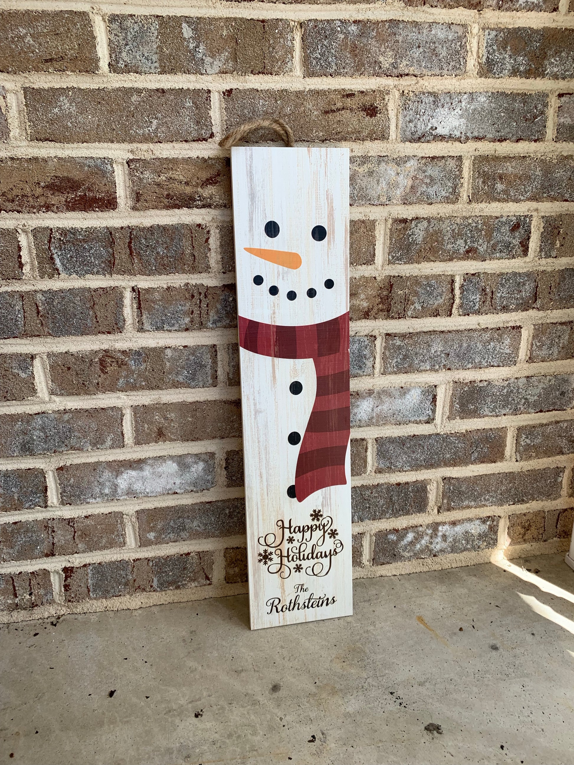 Personalized Porch Sign/Door Hanger Snowman Christmas Ornament - MixMatched Creations