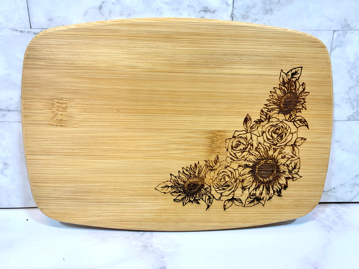 Sunflower & Roses Personalized Wedding Cutting Board