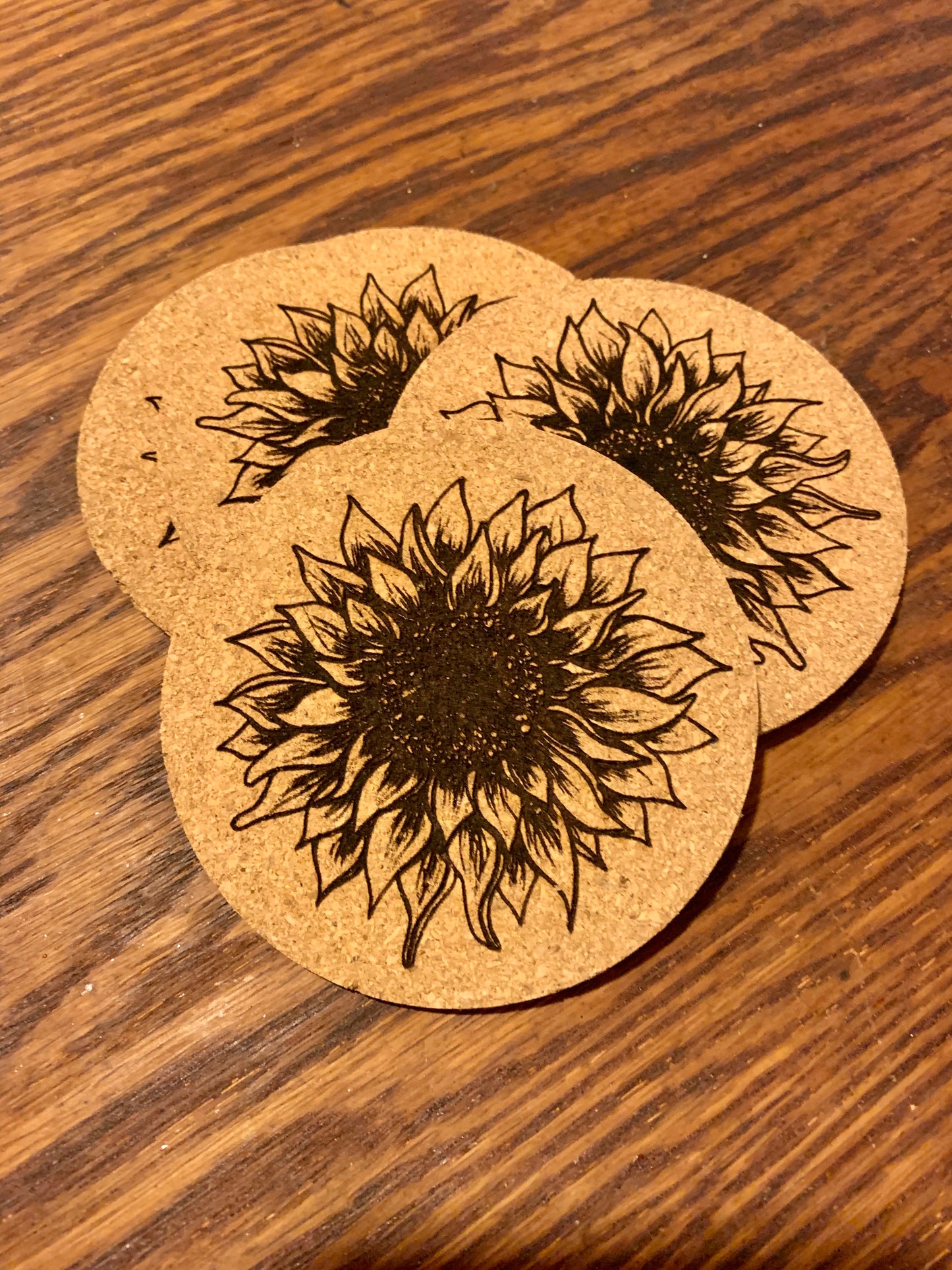 Cork Sunflower Coasters Set Of 4 - MixMatched Creations