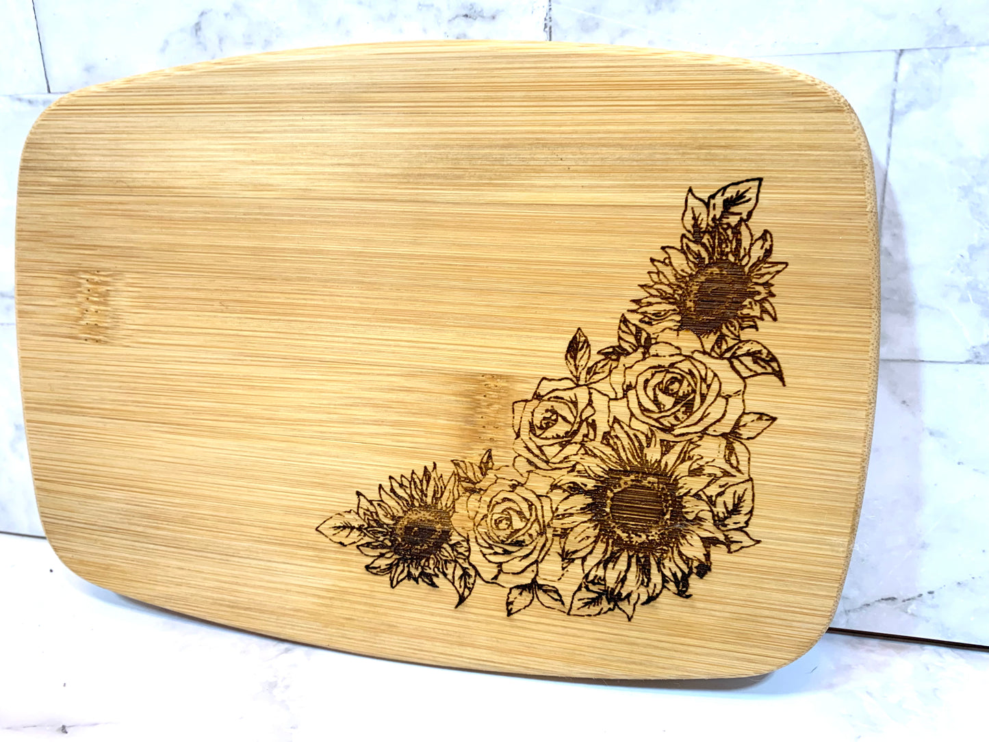 Sunflower & Roses Personalized Wedding Cutting Board