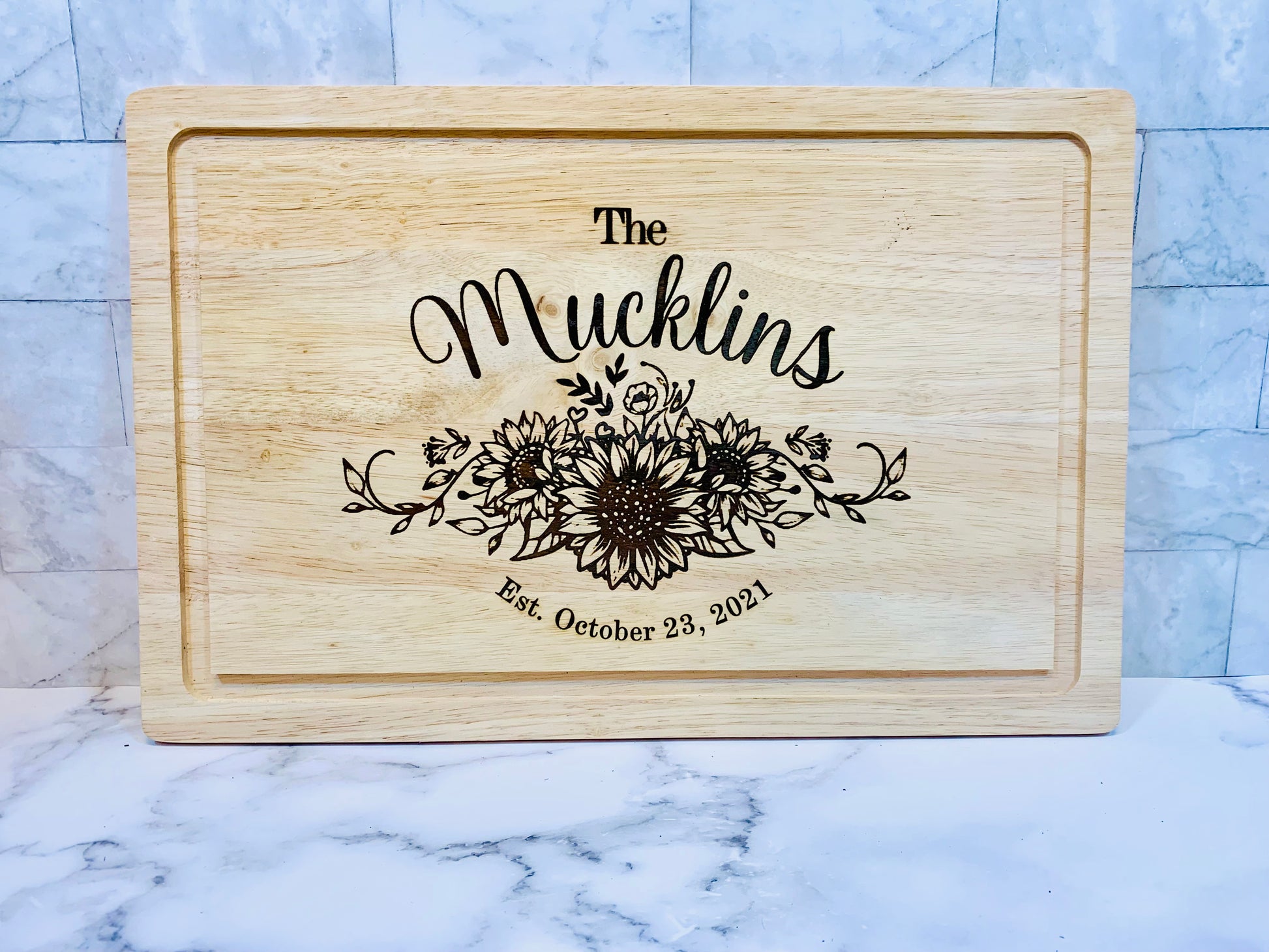Sunflower Personalized Wedding Cutting Board - MixMatched Creations