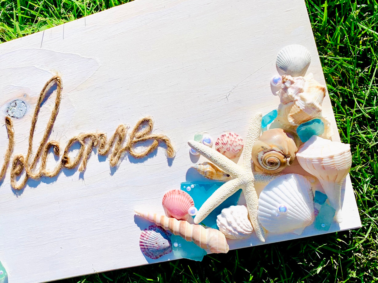 Welcome Sea Shell Beach Wood Sign Clearance - MixMatched Creations