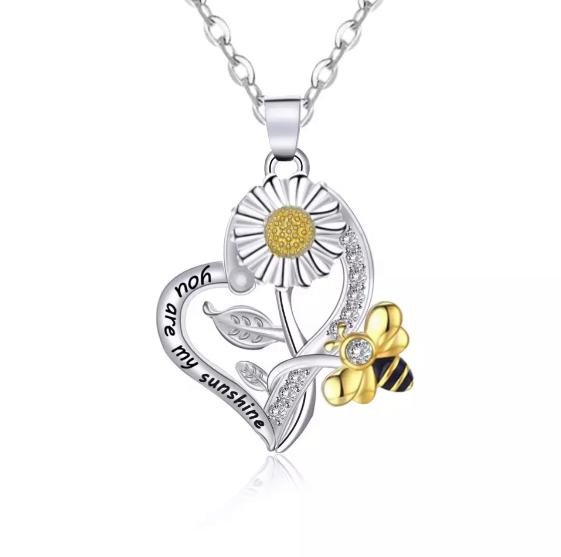 Sunflower Bee Necklace Pendant - MixMatched Creations