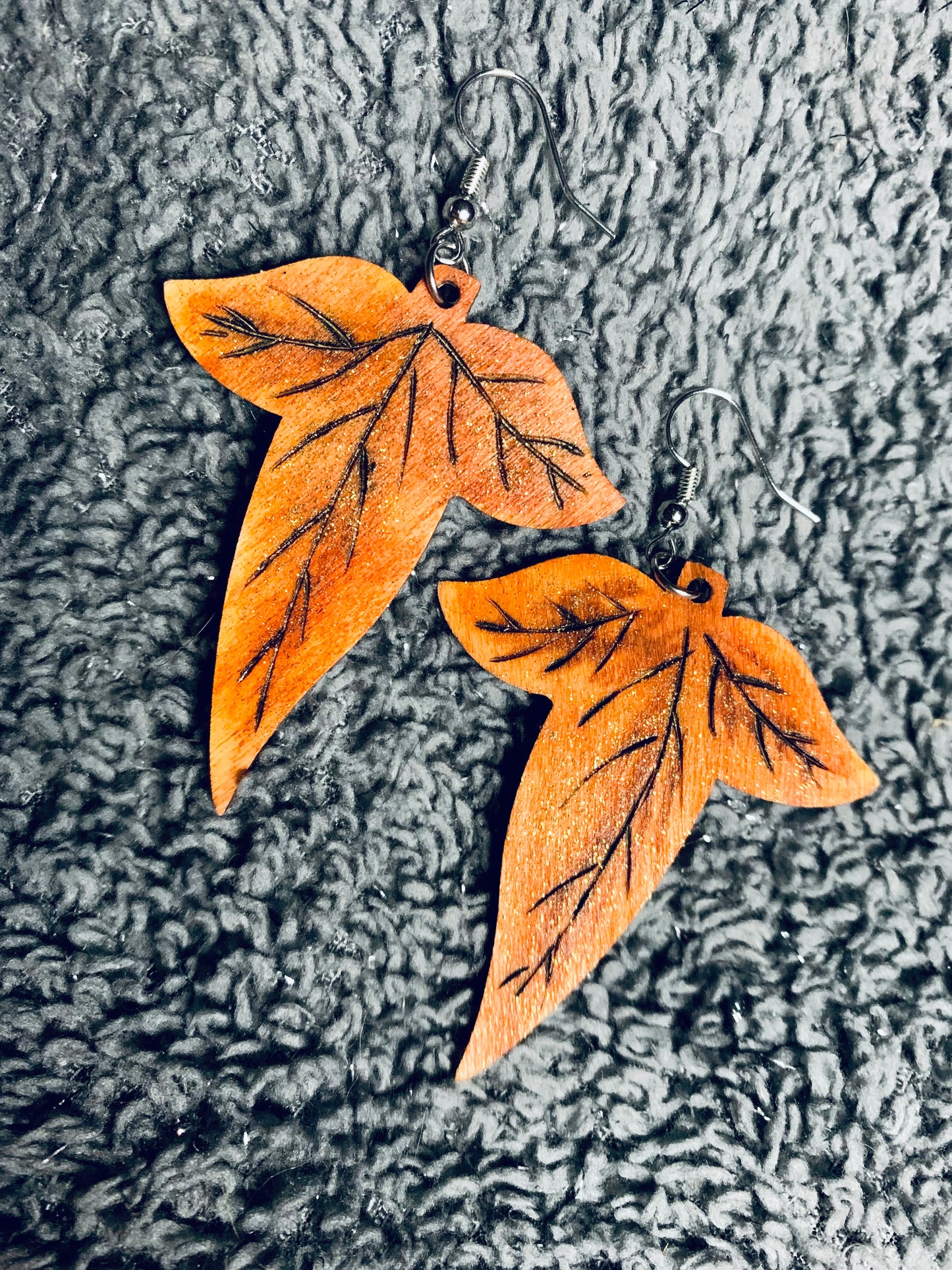 Wood Autumn Fall Leaf Earrings - MixMatched Creations
