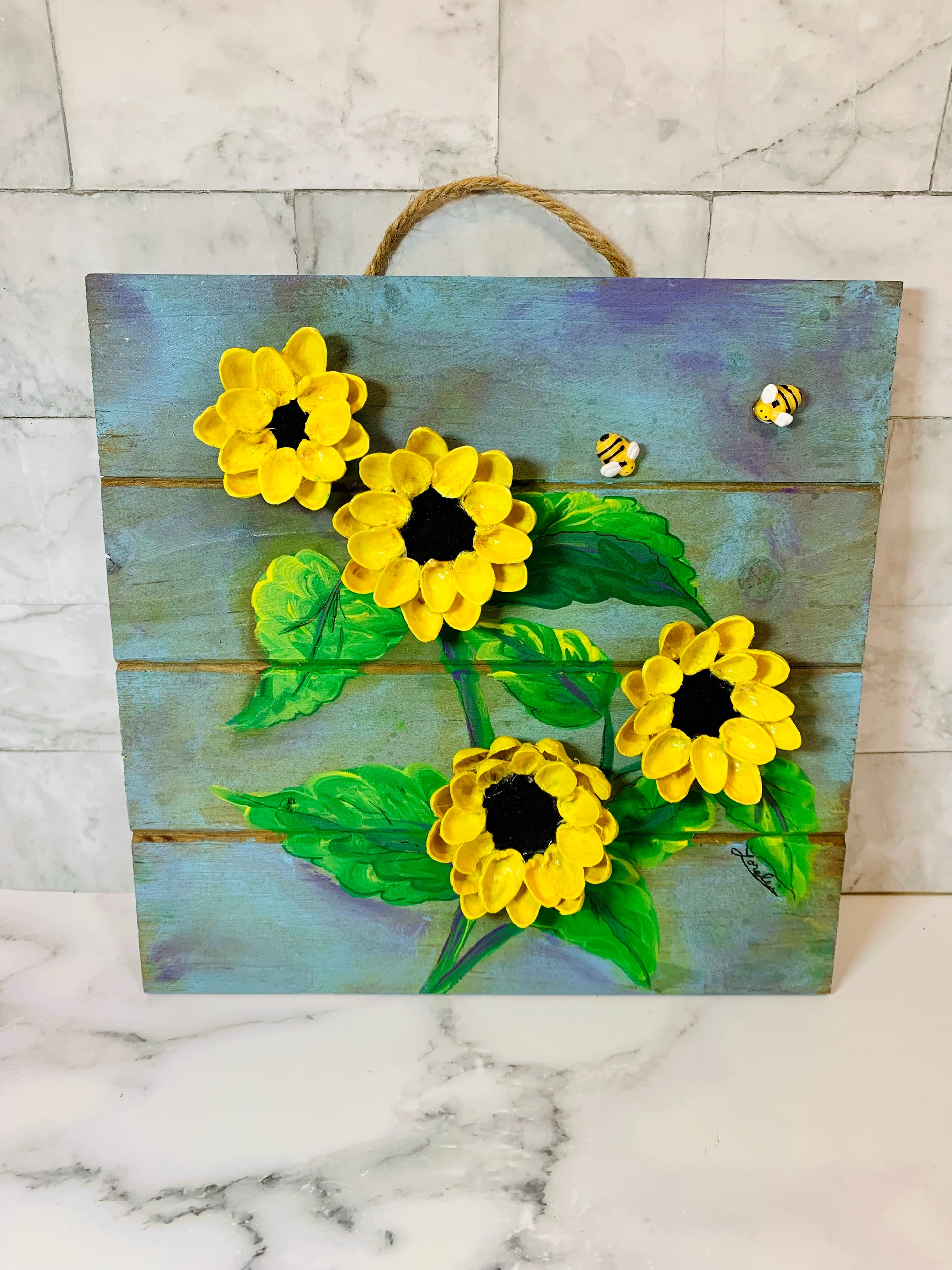 Sunflower Bee Pistachios Wood Sign - MixMatched Creations