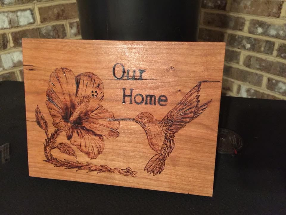 Our Home Hibiscus And Hummingbird Wooden Sign - MixMatched Creations