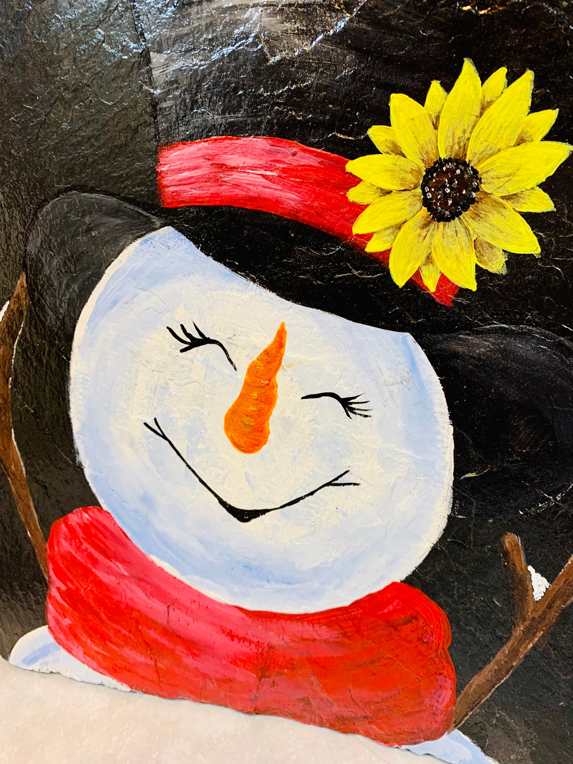 Snowman Sunflower Painted Slate Clearance - MixMatched Creations