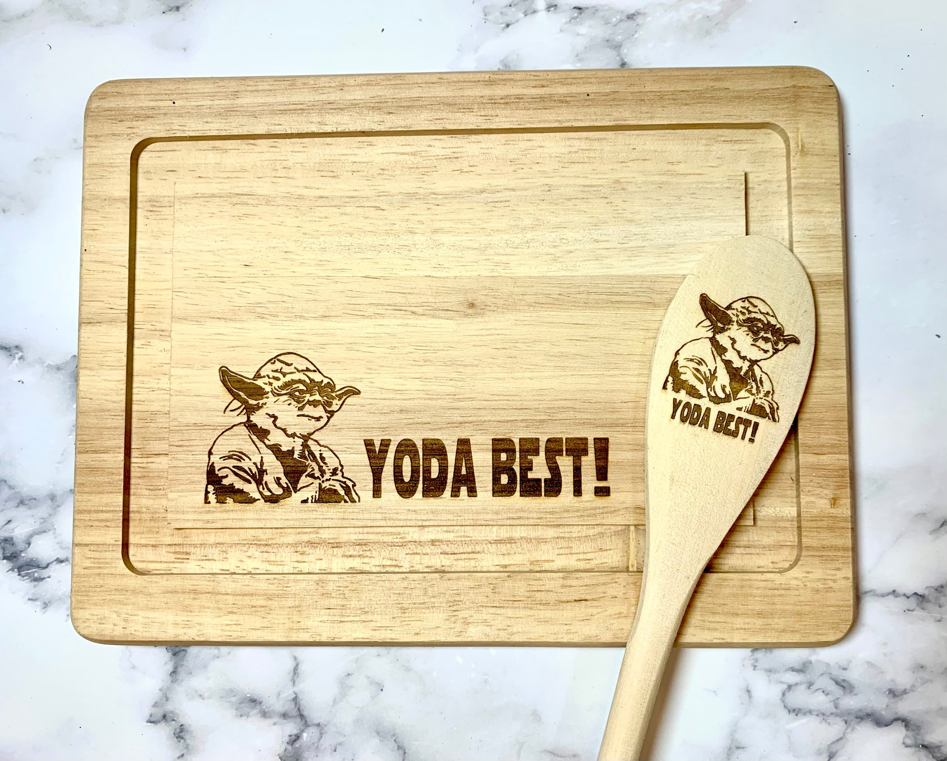 Yoda Best Star Wars Cutting Board And Spoon Bundle - MixMatched Creations