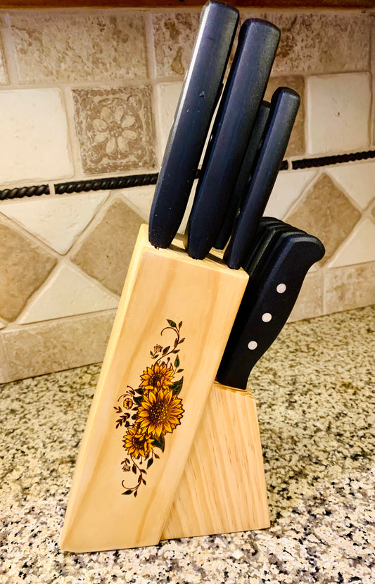 Sunflower Knife Block And Accessories - MixMatched Creations