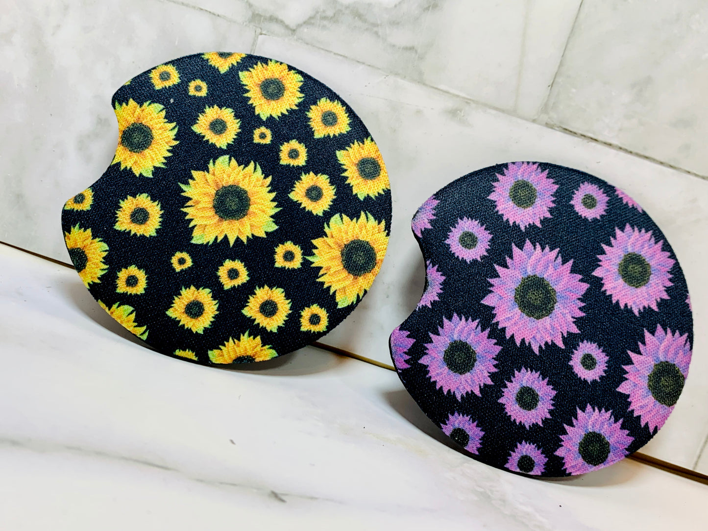 Sunflower And Beach Car Coaster Set of 2